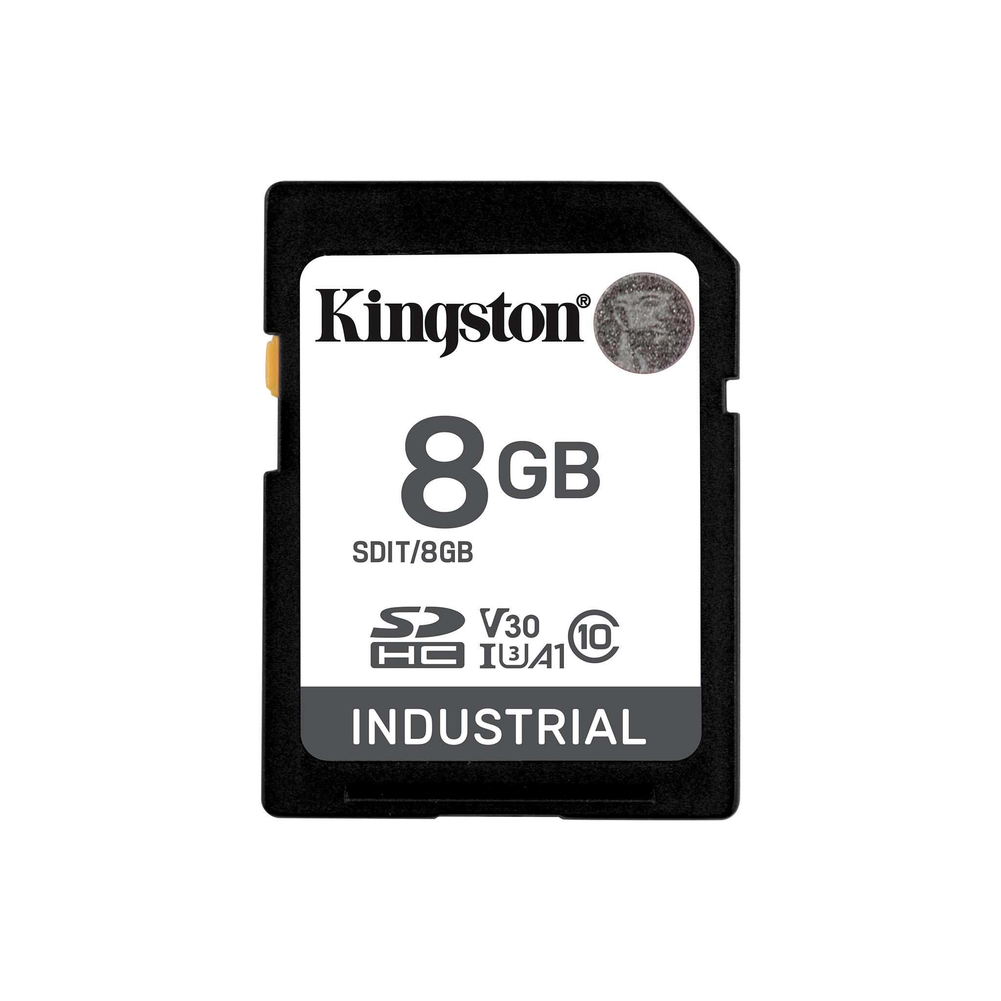 A large main feature product image of Kingston Industrial SDHC U3 V30 A1 UHS-I SD Card - 8GB