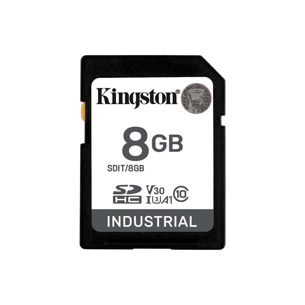 A large main feature product image of Kingston Industrial SDHC U3 V30 A1 UHS-I SD Card - 8GB