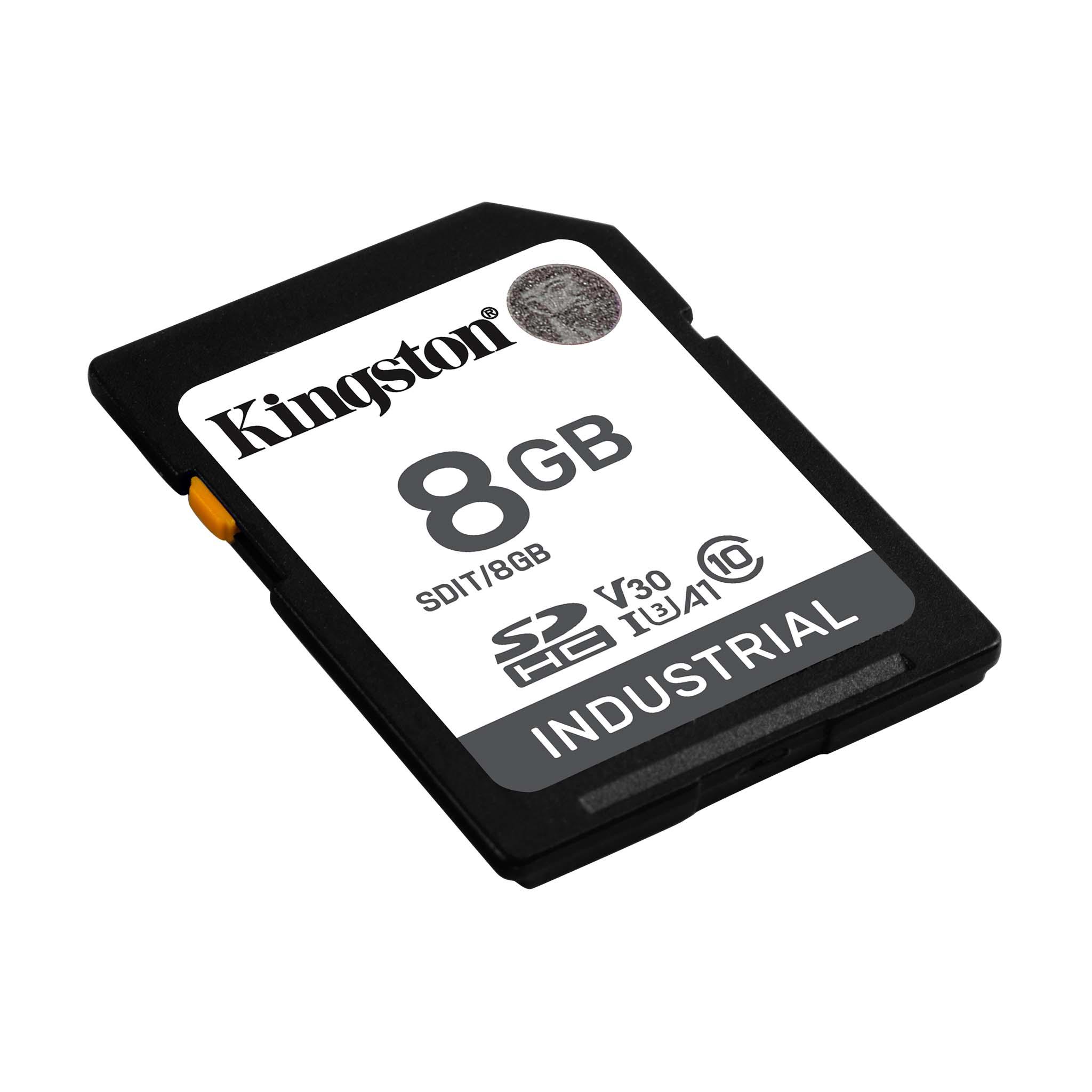 A large main feature product image of Kingston Industrial SDHC U3 V30 A1 UHS-I SD Card - 8GB