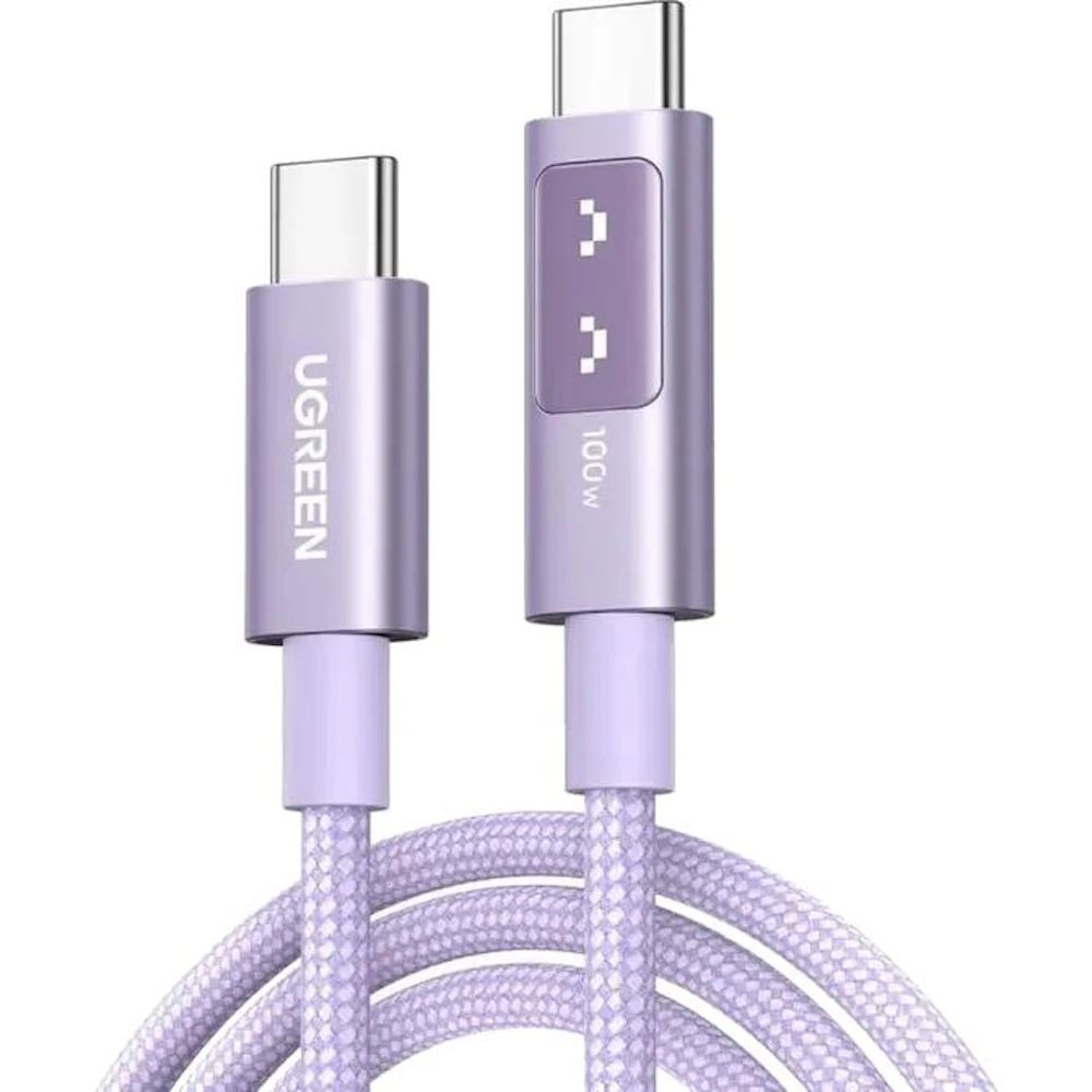 UGREEN Uno USB 2.0 Type-C to Type-C 100W PD Braided Cable with LED Display - Purple (2m)