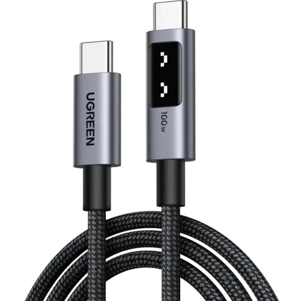 UGREEN Uno USB 2.0 Type-C to Type-C 100W PD Braided Cable with LED Display (1m)