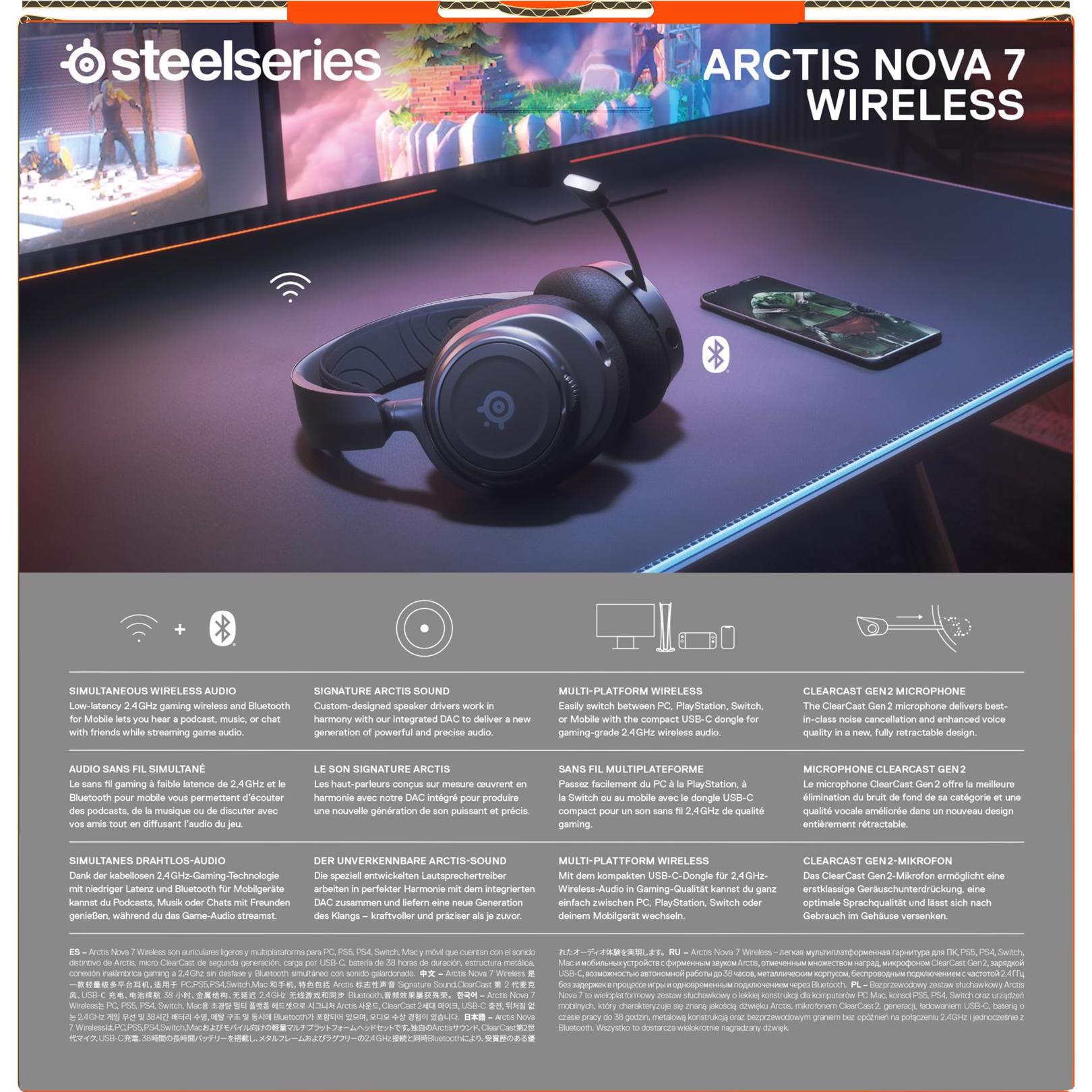 A large main feature product image of EX-DEMO SteelSeries Arctis Nova 7 Wireless - Gaming Headset