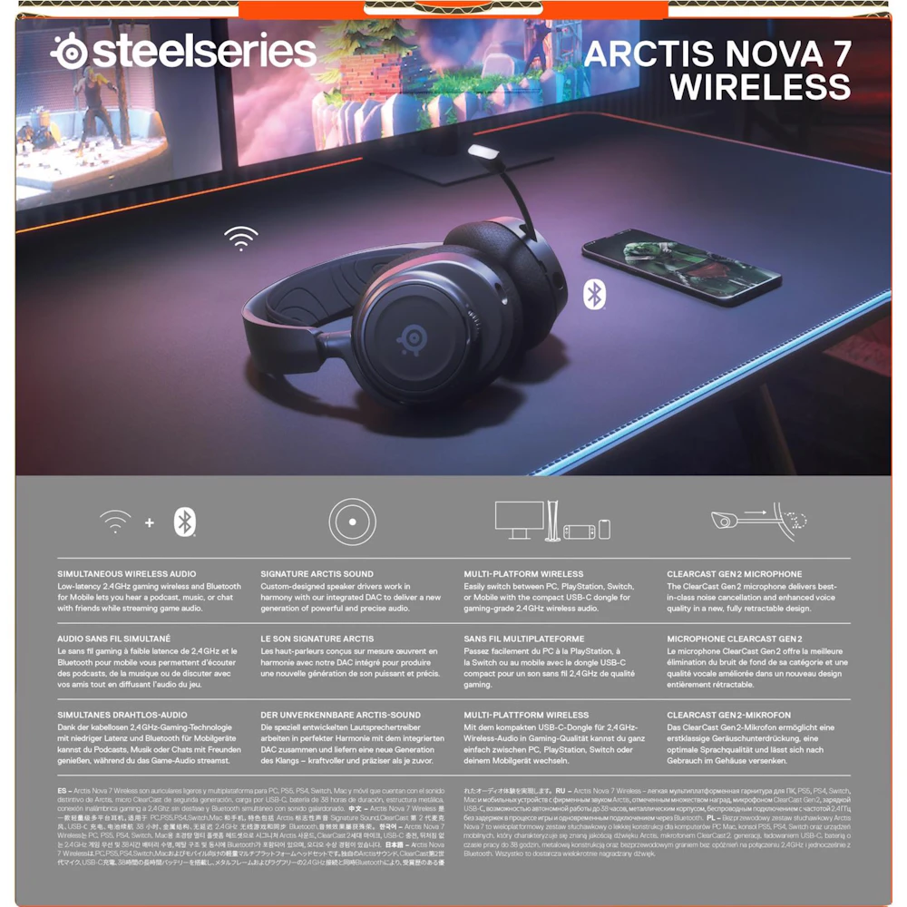 A large main feature product image of EX-DEMO SteelSeries Arctis Nova 7 Wireless - Gaming Headset