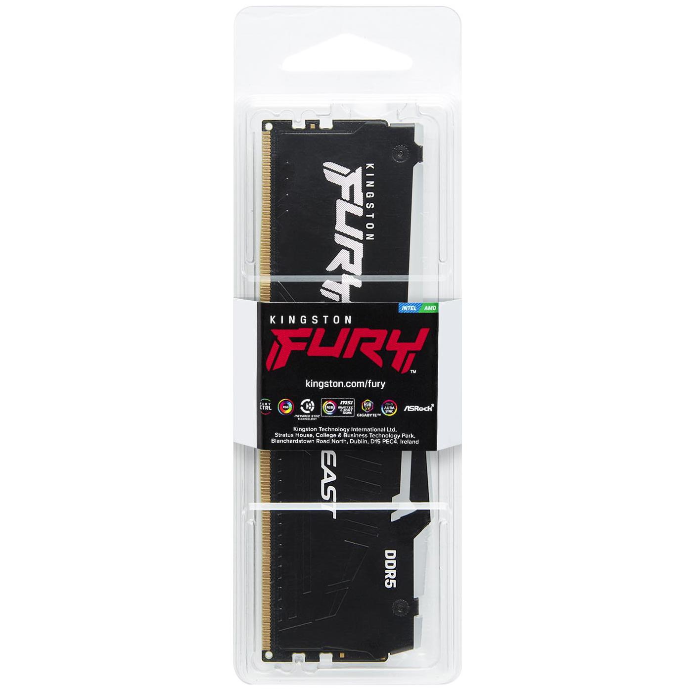 A large main feature product image of EX-DEMO Kingston FURY Beast RGB 32GB Kit (2x16GB) DDR5-6000 C36
