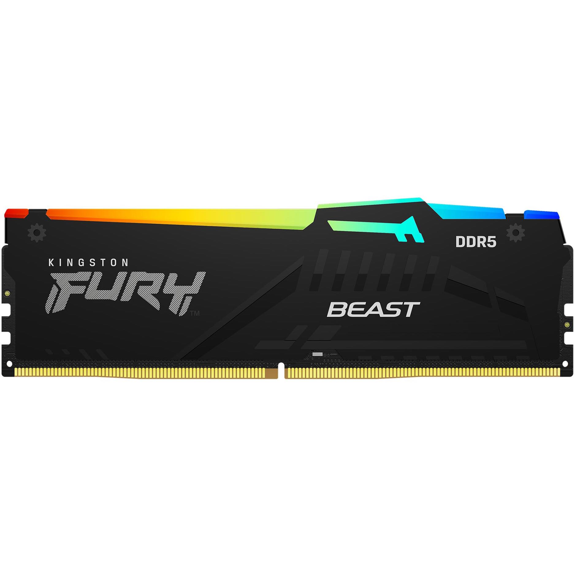 A large main feature product image of EX-DEMO Kingston FURY Beast RGB 32GB Kit (2x16GB) DDR5-6000 C36