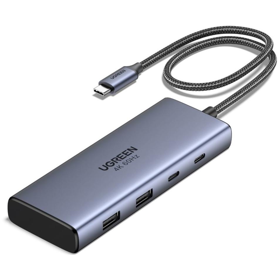 A large main feature product image of EX-DEMO UGREEN 7-in-1 Dual 4K Display USB Type-C Hub