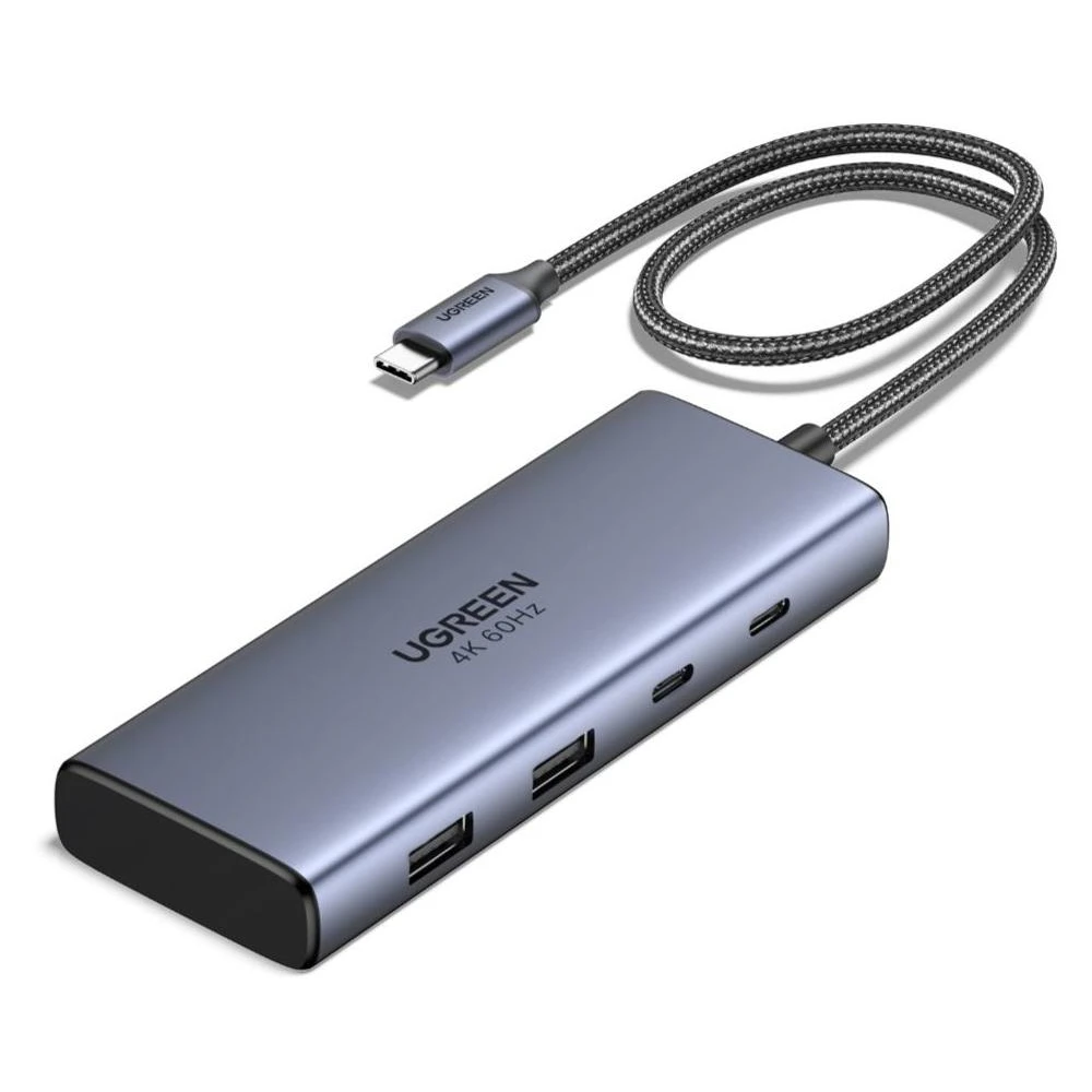 A large main feature product image of EX-DEMO UGREEN 7-in-1 Dual 4K Display USB Type-C Hub