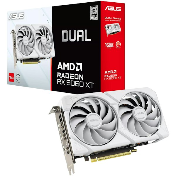 ASUS Dual Radeon RX 9060 XT 16G GDDR6 White Graphics Card