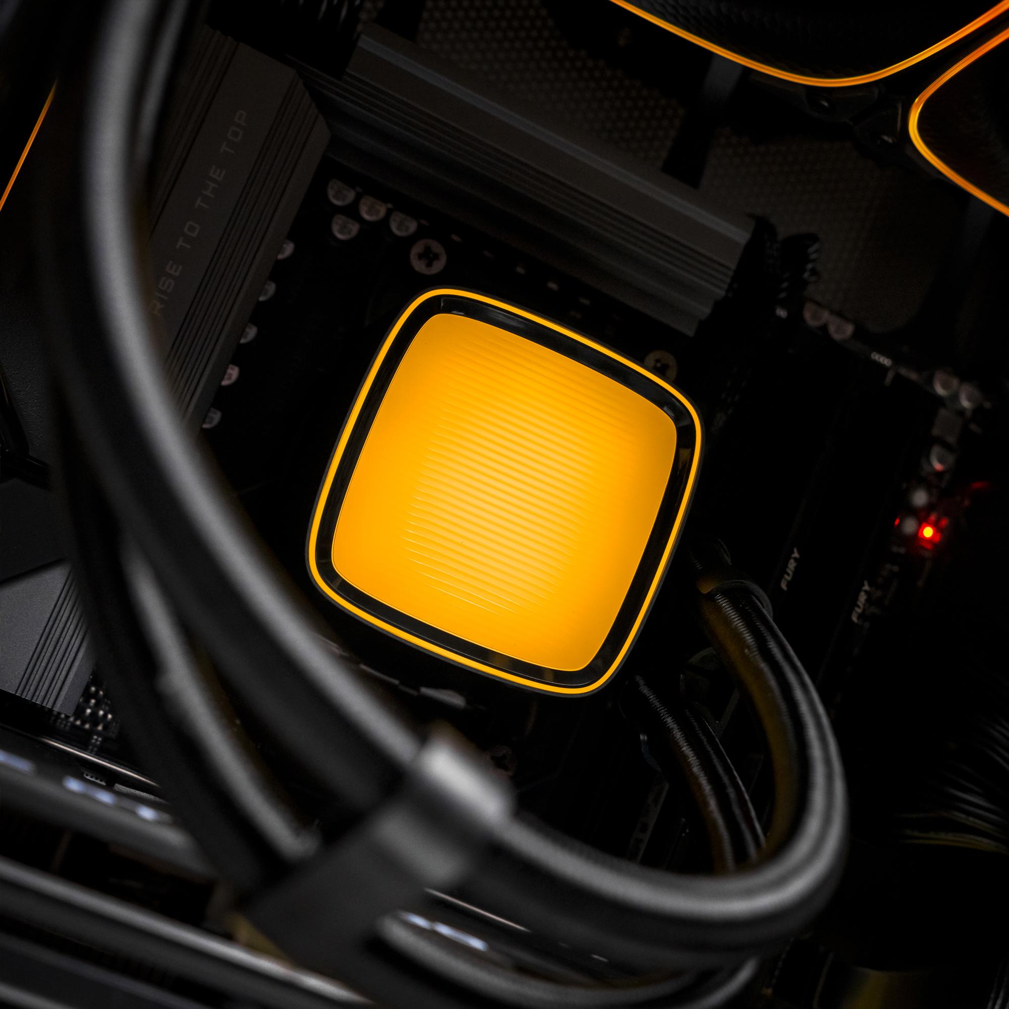 A large main feature product image of PLE Helios RTX 5080 Prebuilt Ready To Go Gaming PC