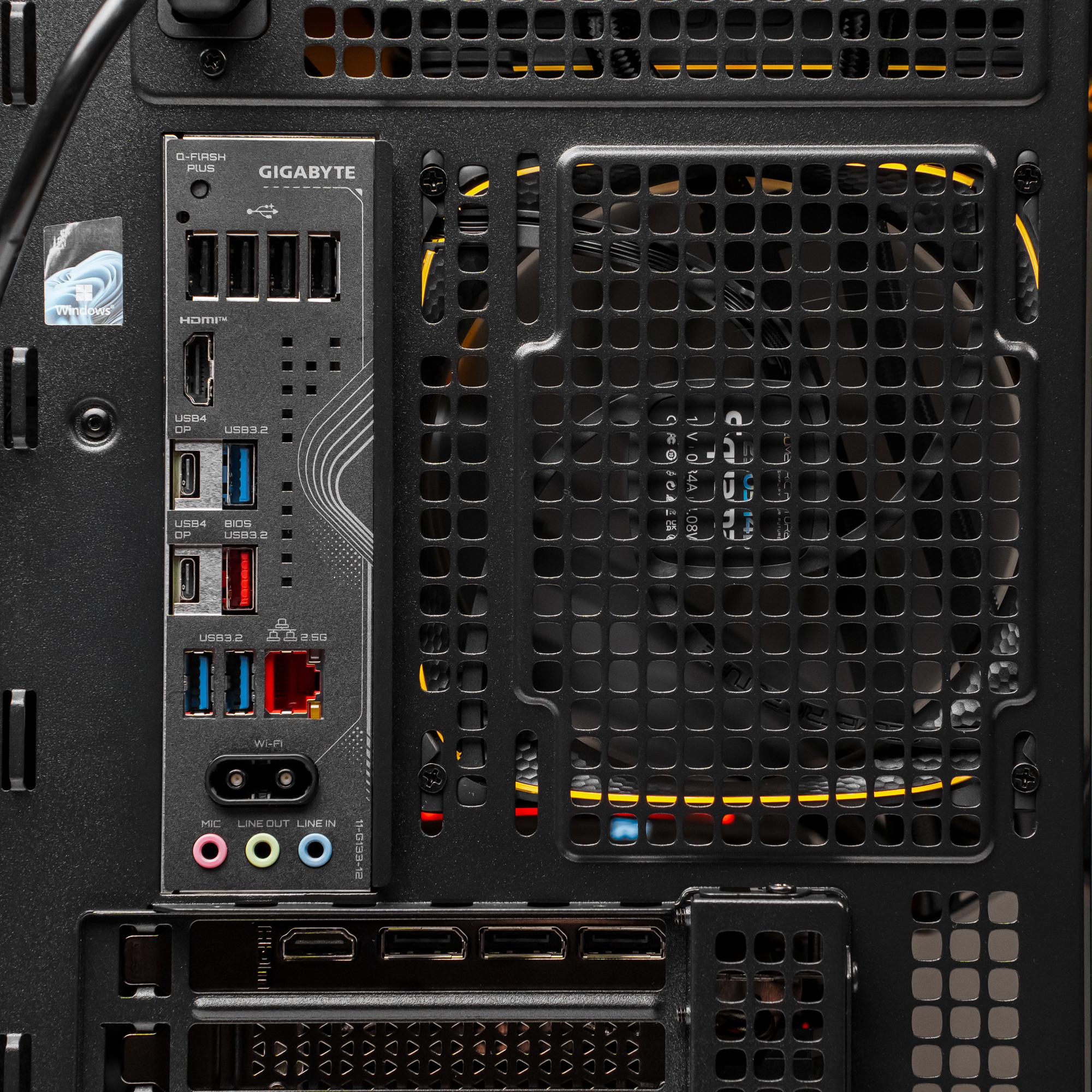 A large main feature product image of PLE Helios RTX 5080 Prebuilt Ready To Go Gaming PC