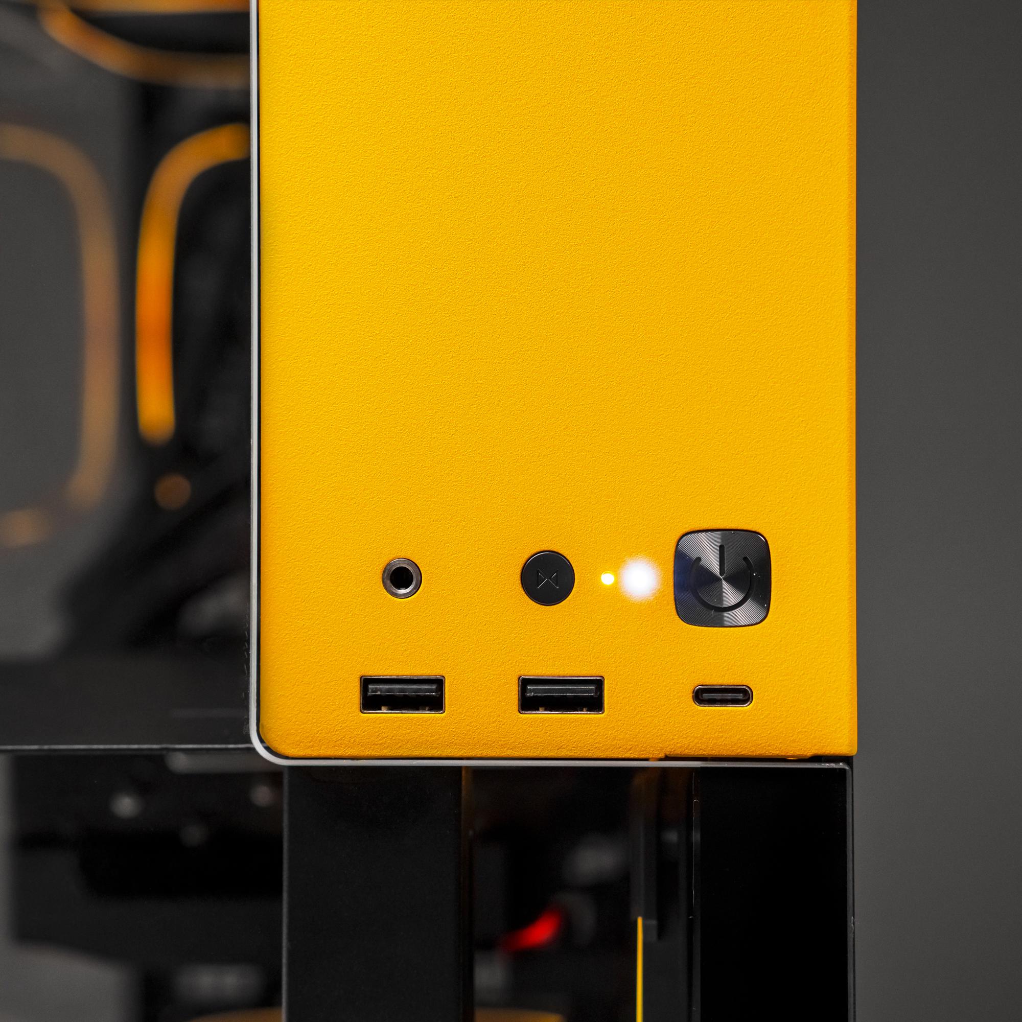 A large main feature product image of PLE Helios RTX 5080 Prebuilt Ready To Go Gaming PC