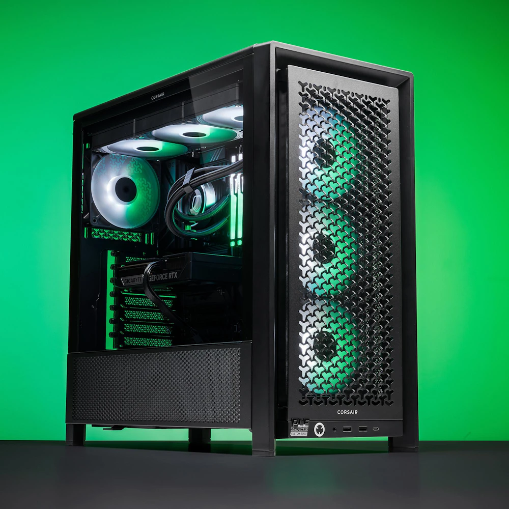 A large main feature product image of PLE Ivy RTX 5060 Ti Prebuilt Ready To Go Gaming PC