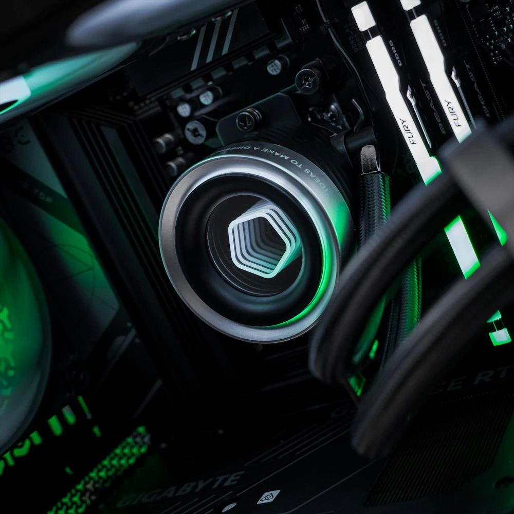 A large main feature product image of PLE Ivy RTX 5060 Ti Prebuilt Ready To Go Gaming PC