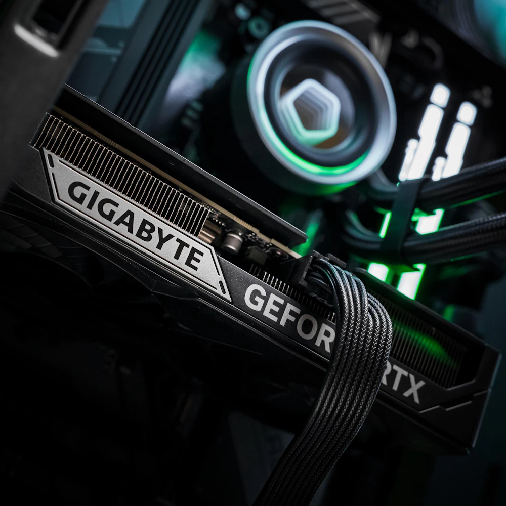 A large main feature product image of PLE Ivy RTX 5060 Ti Prebuilt Ready To Go Gaming PC