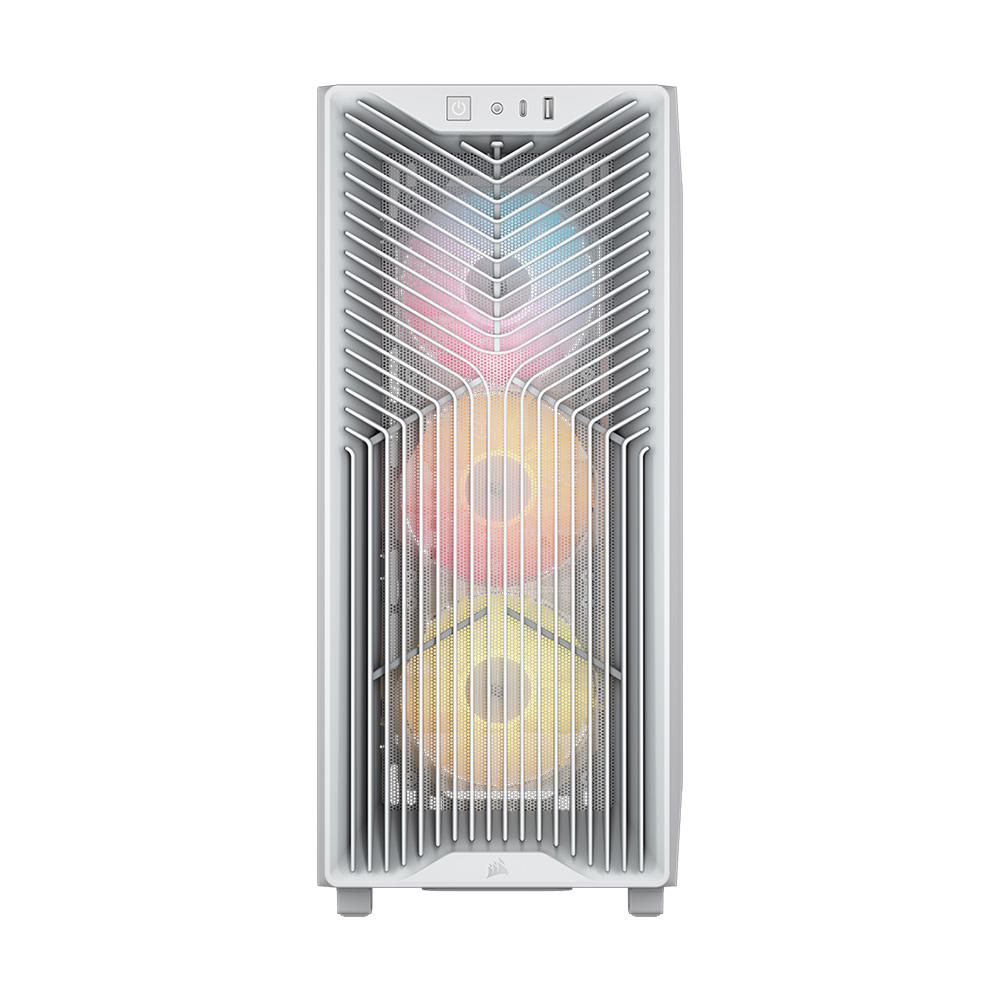 A large main feature product image of Corsair 3200D RS ARGB Mid Tower Case (White)