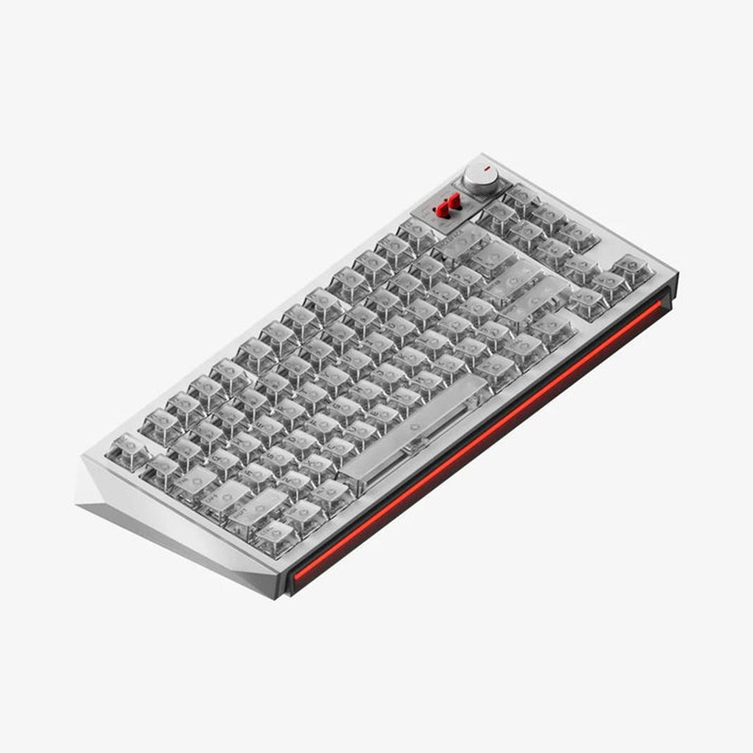 A large main feature product image of NuPhy WH80 HE Wireless 8K Magnetic Gaming Keyboard - Nova White (Magnetic Jade Dragon N Switch)