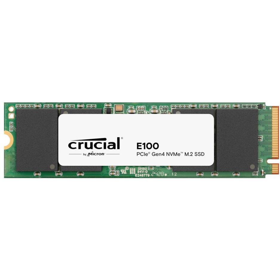 A large main feature product image of EX-DEMO Crucial E100 PCIe Gen4 NVMe M.2 SSD - 1TB