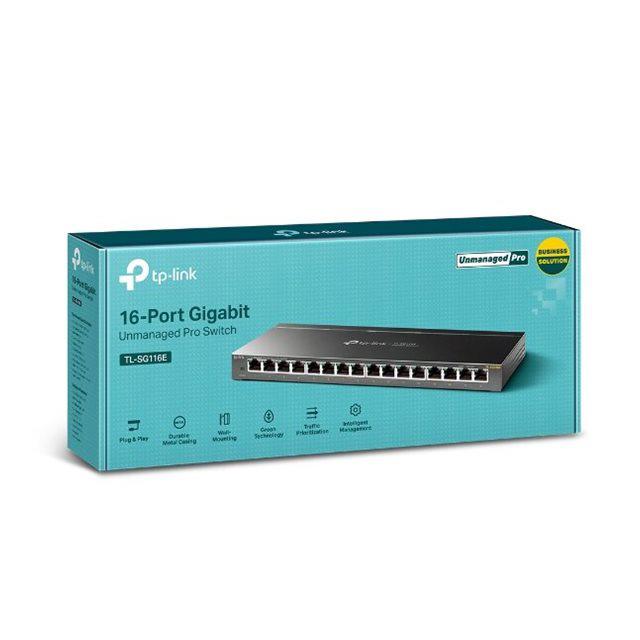 A large main feature product image of TP-Link SG116E - 16-Port Gigabit Easy Smart Switch