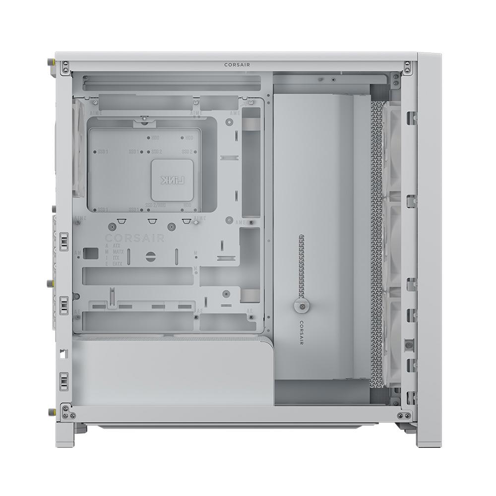 A large main feature product image of Corsair FRAME 4000D WOOD RS Modular Mid Tower Case (White)