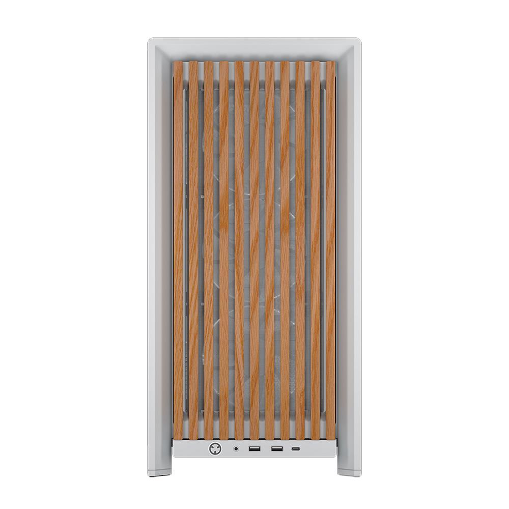 A large main feature product image of Corsair FRAME 4000D WOOD RS Modular Mid Tower Case (White)