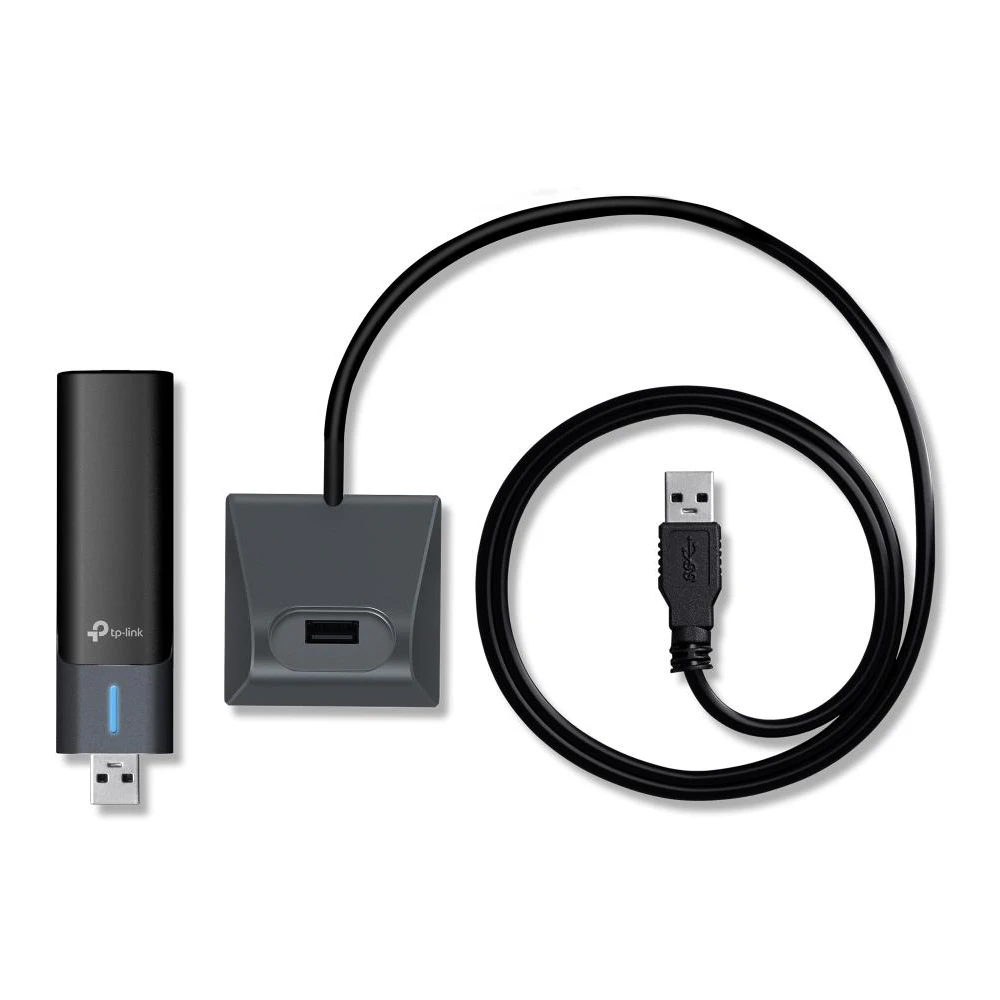 A large main feature product image of EX-DEMO TP-Link Archer TXE70UH - AXE5400 High Gain Tri-Band Wi-Fi 6E USB Adapter