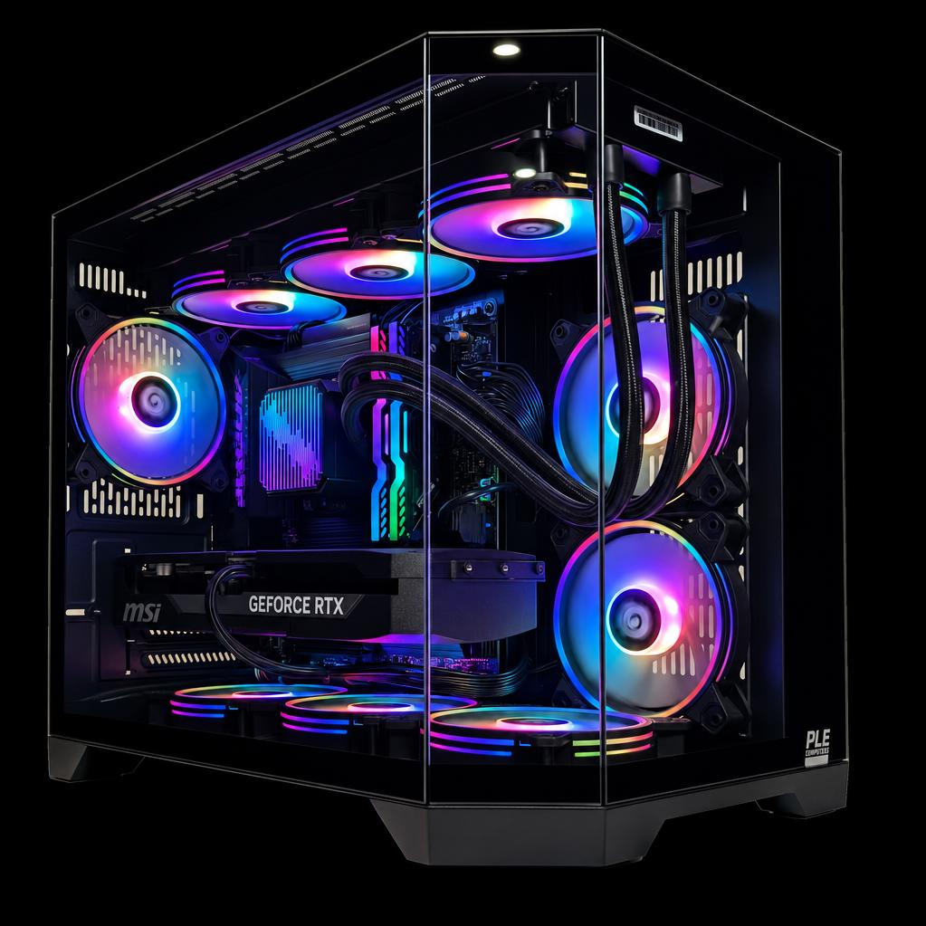 A large main feature product image of EX-DEMO PLE GV10 RTX 5070 Ti Prebuilt Ready To Go Gaming PC
