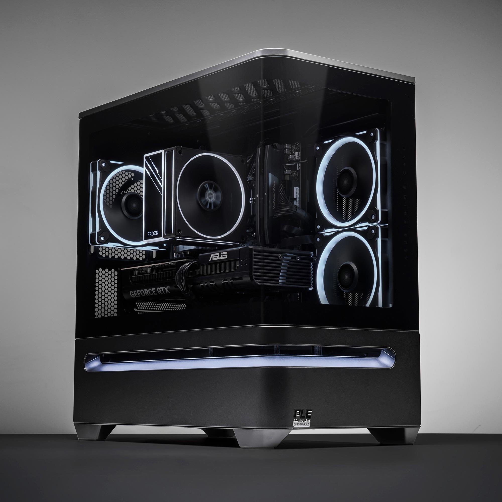 A large main feature product image of PLE Prime RTX 5070 Prebuilt Ready To Go Gaming PC