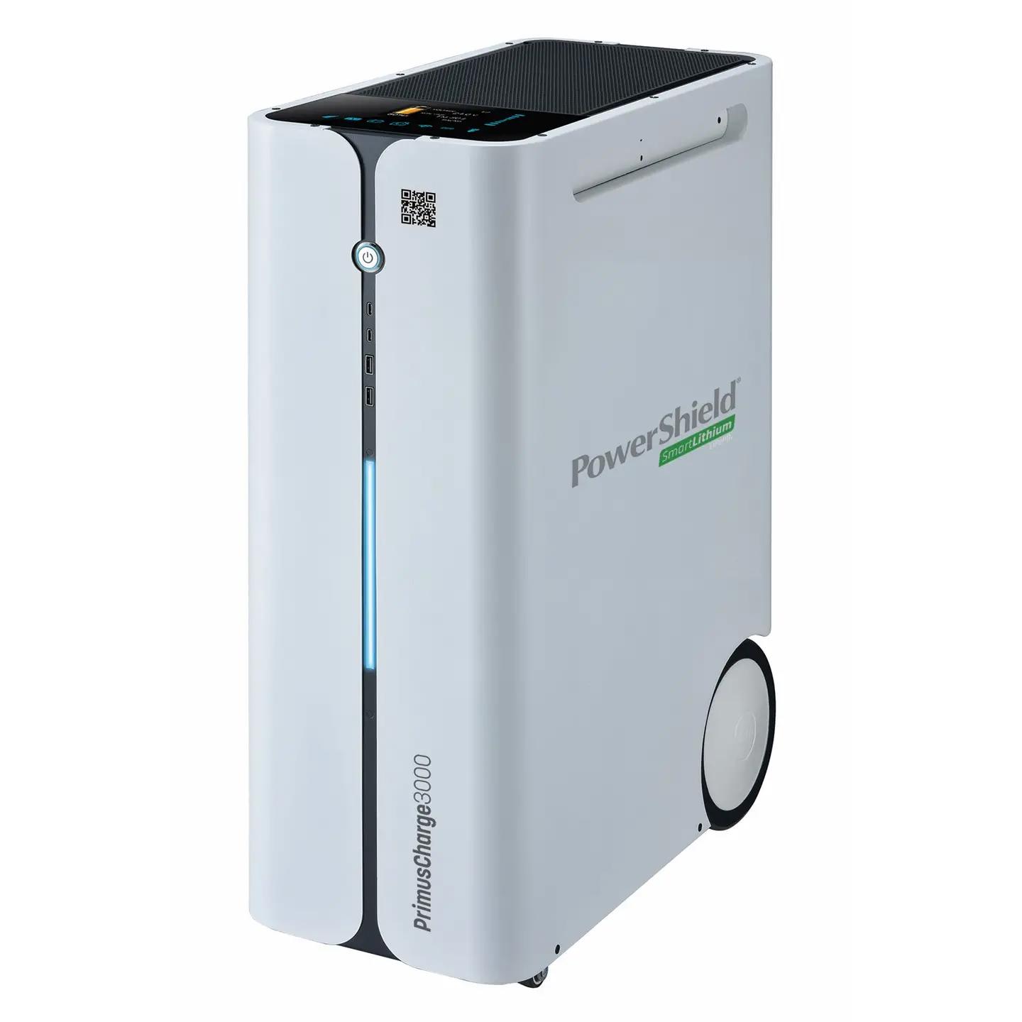 A large main feature product image of PowerShield PrimusCharge 3kW 15A Hybrid Solar Power Station with Wi-Fi & Colour LCD