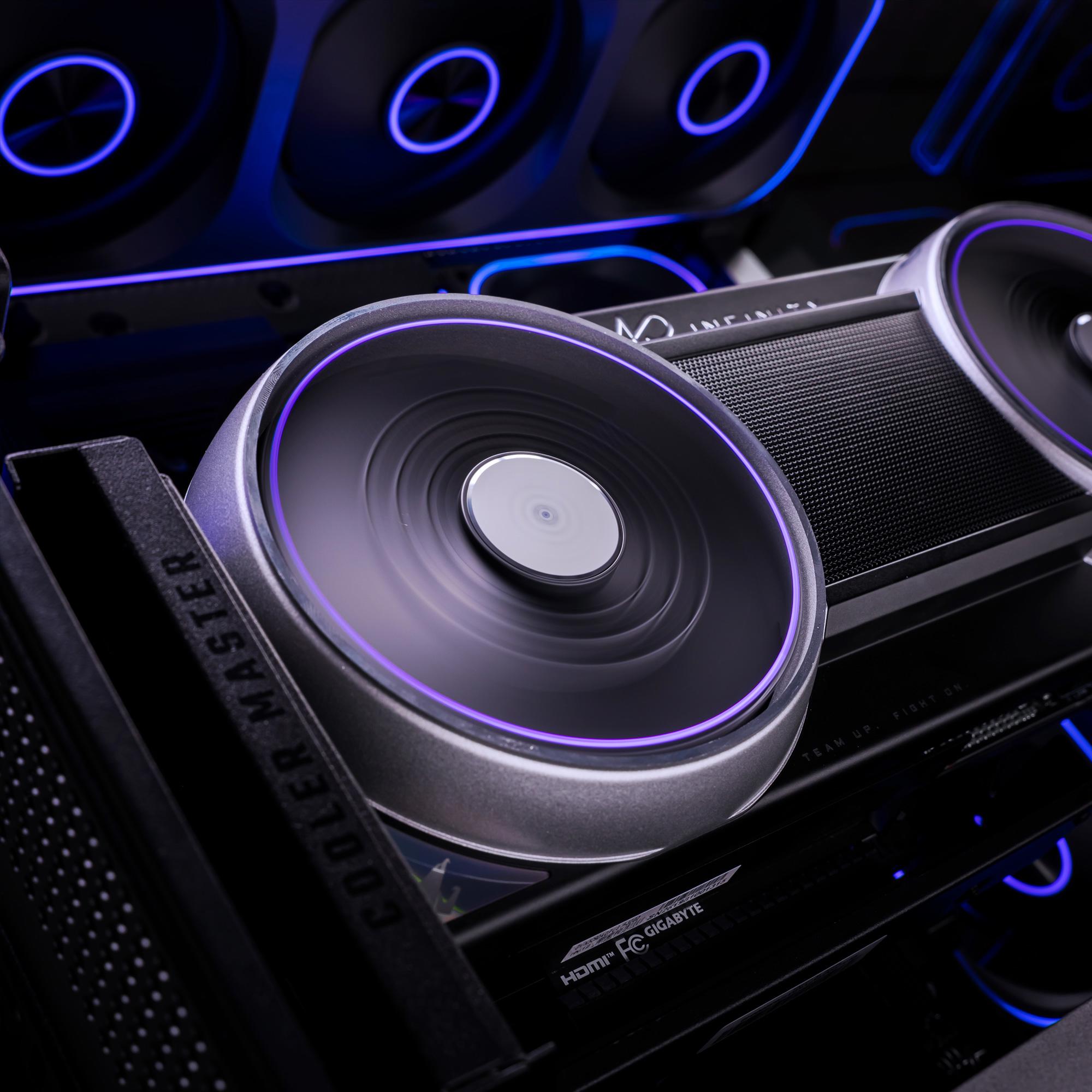 A large main feature product image of PLE Phantom RTX 5090 Prebuilt Ready To Go Gaming PC