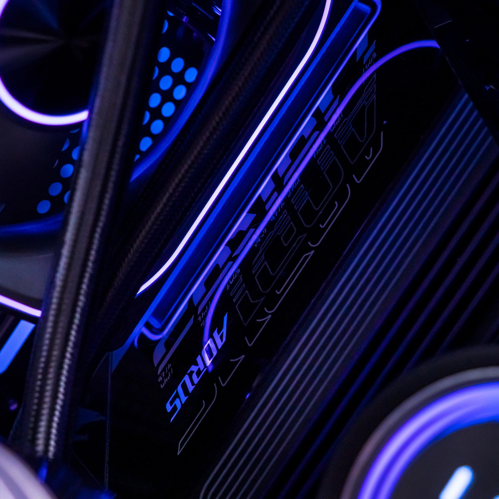 A large main feature product image of PLE Phantom RTX 5090 Prebuilt Ready To Go Gaming PC