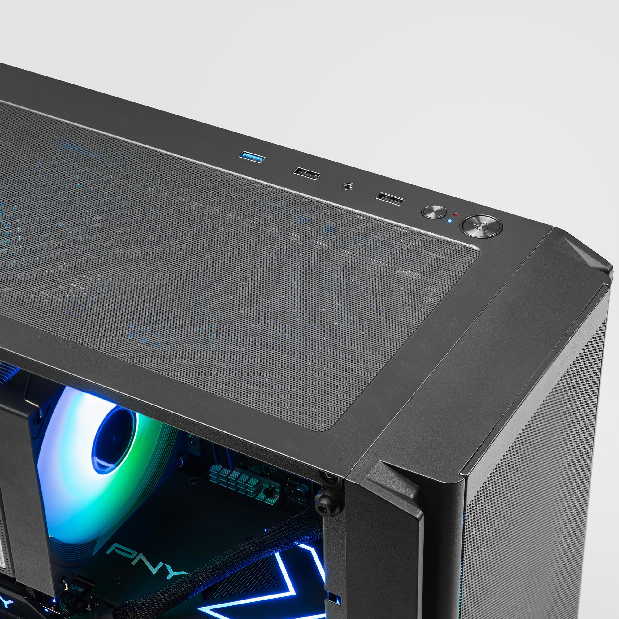 A large main feature product image of PLE Tidal RTX 5070Ti Prebuilt Ready To Go Gaming PC