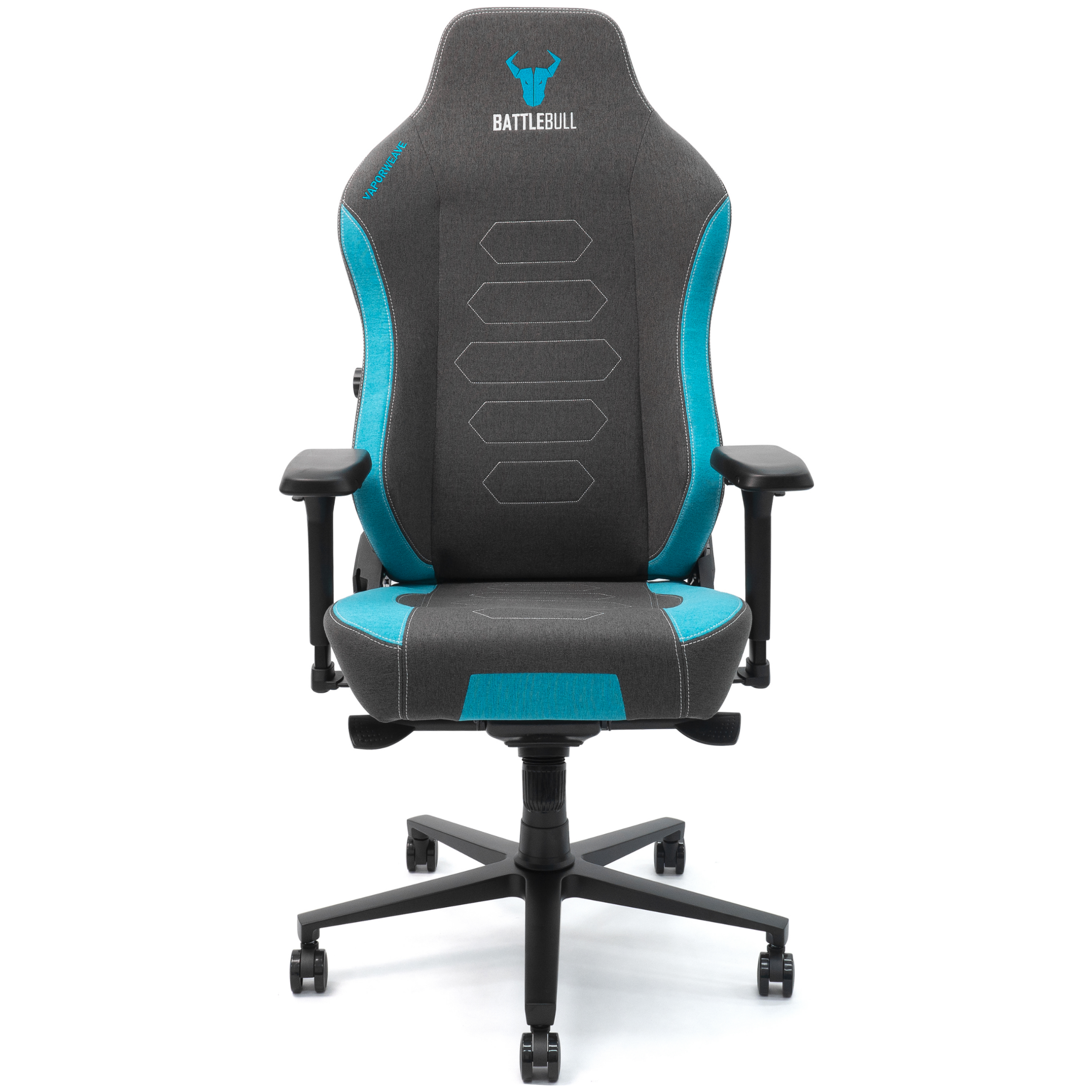 A large main feature product image of EX-DEMO BattleBull Vaporweave 2 Gaming Chair - Dark Grey/Turquoise
