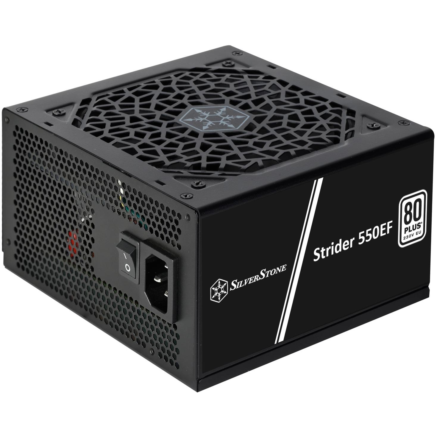A large main feature product image of EX-DEMO SilverStone Strider 550W 80PLUS ATX PSU