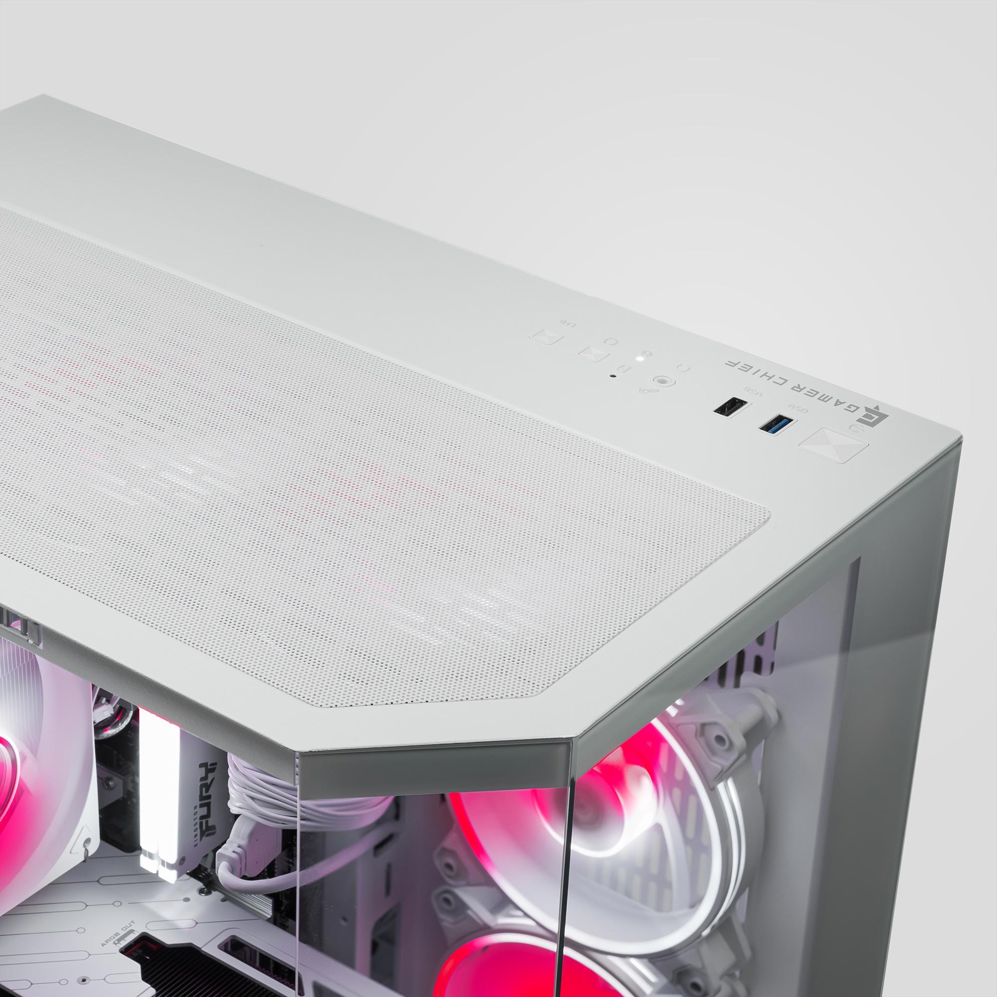 A large main feature product image of PLE Wisp 9070 XT Prebuilt Ready To Go Gaming PC
