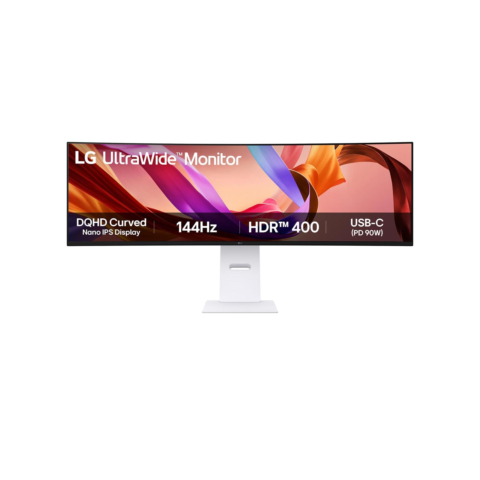 A large main feature product image of LG UltraWide 49U950A-W - 49" Curved 1440p Ultrawide 144Hz IPS Monitor