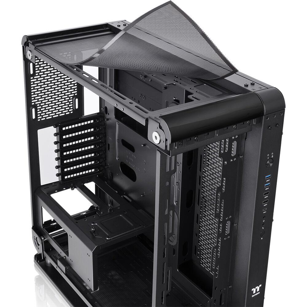 A large main feature product image of Thermaltake Core P6 - Tempered Glass (Open Frame Transformable) Mid Tower Case (Black)