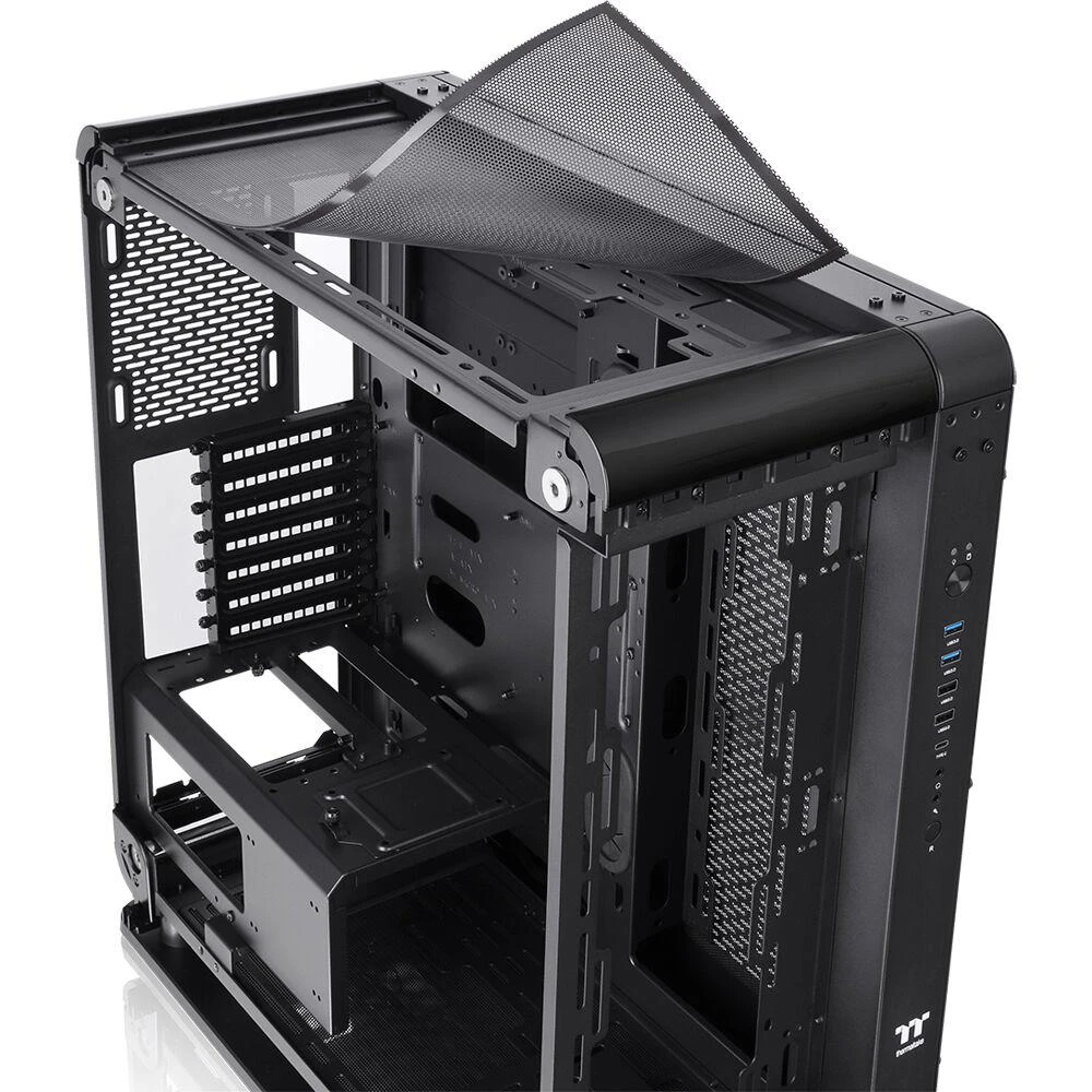 A large main feature product image of Thermaltake Core P6 - Tempered Glass (Open Frame Transformable) Mid Tower Case (Black)