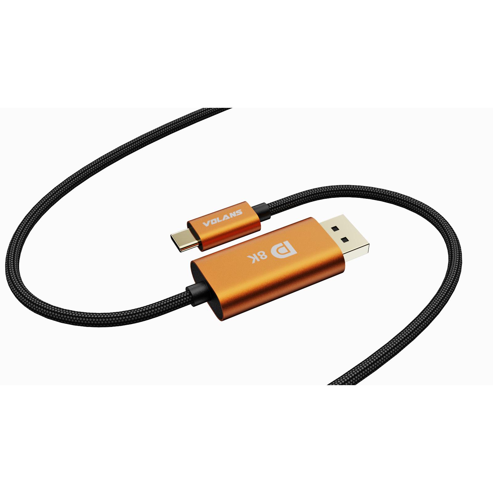A large main feature product image of EX-DEMO Volans Ultra 8K USB Type-C to DisplayPort 1.4 Cable - 2m