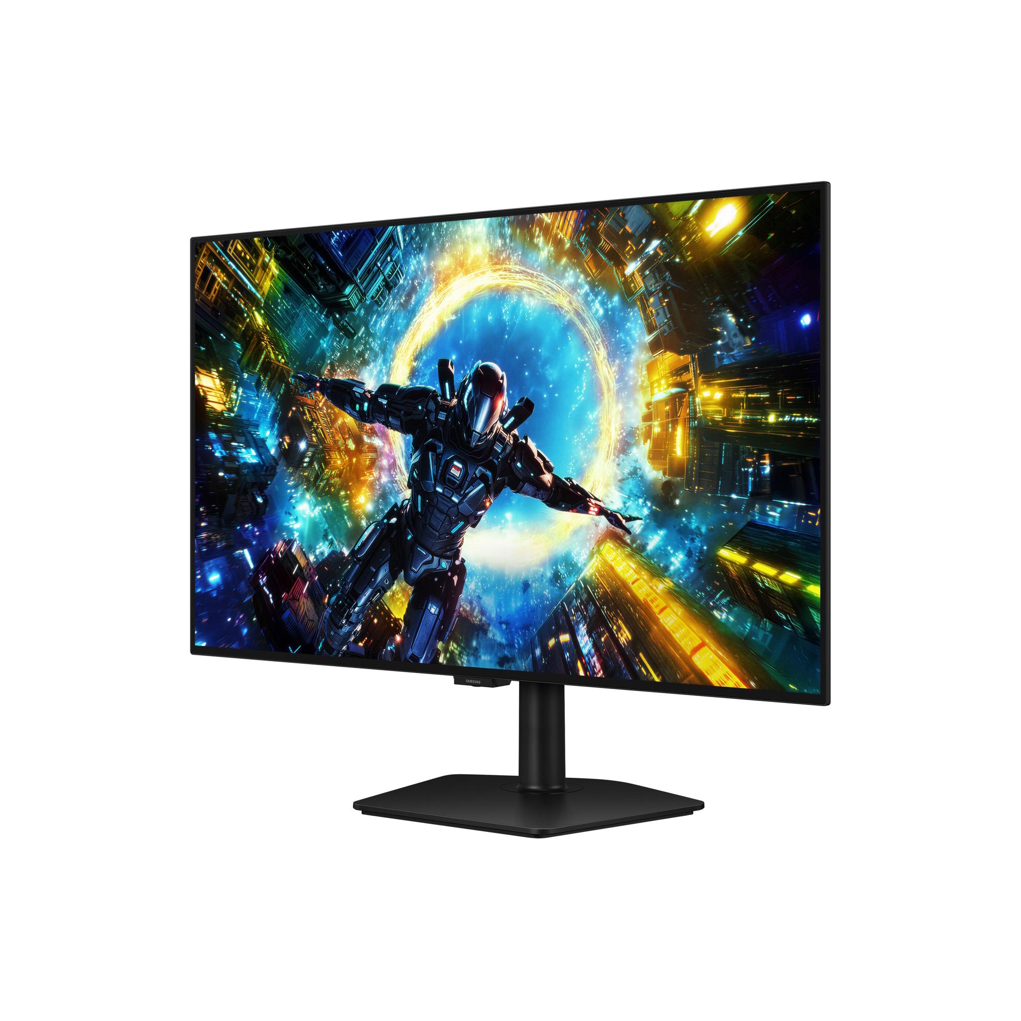 A large main feature product image of Samsung Odyssey OLED G7 - 32" 4K 165Hz / 1080p 330Hz Dual Mode 0.03ms Gaming Monitor
