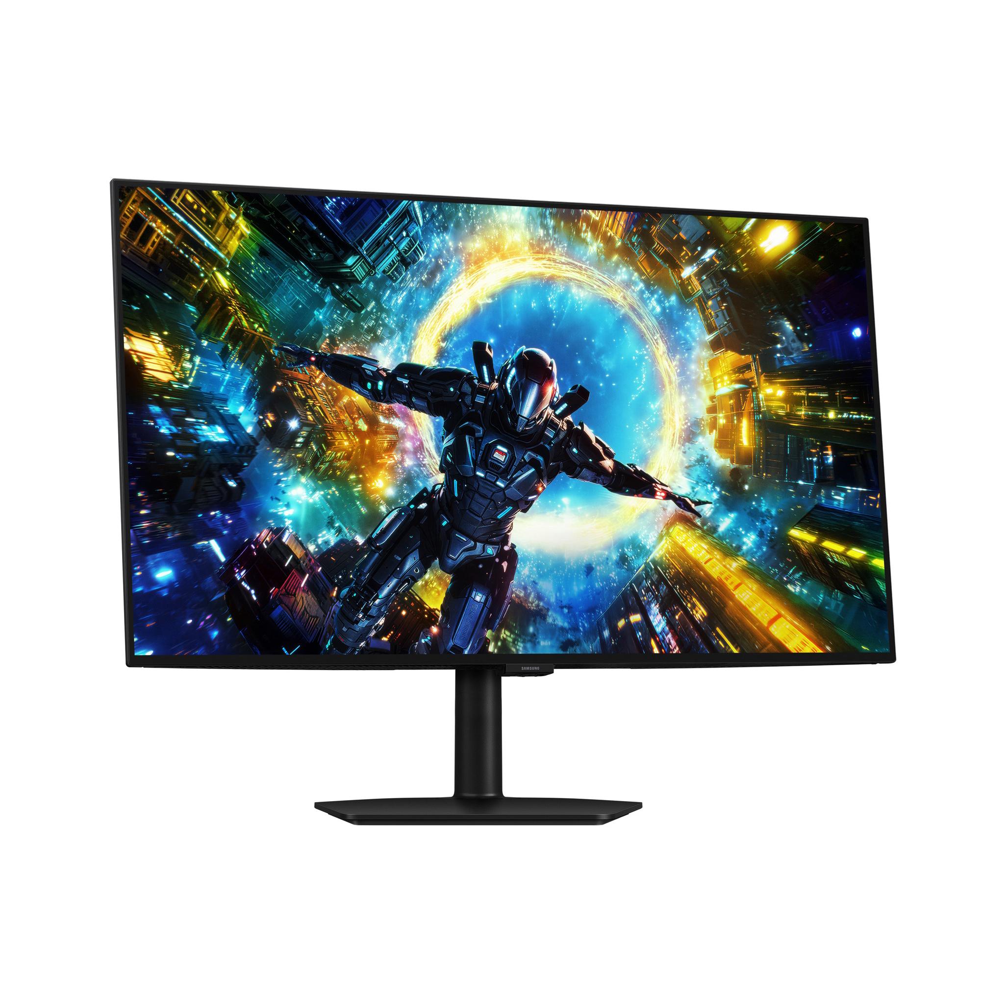 A large main feature product image of Samsung Odyssey OLED G7 - 32" 4K 165Hz / 1080p 330Hz Dual Mode 0.03ms Gaming Monitor