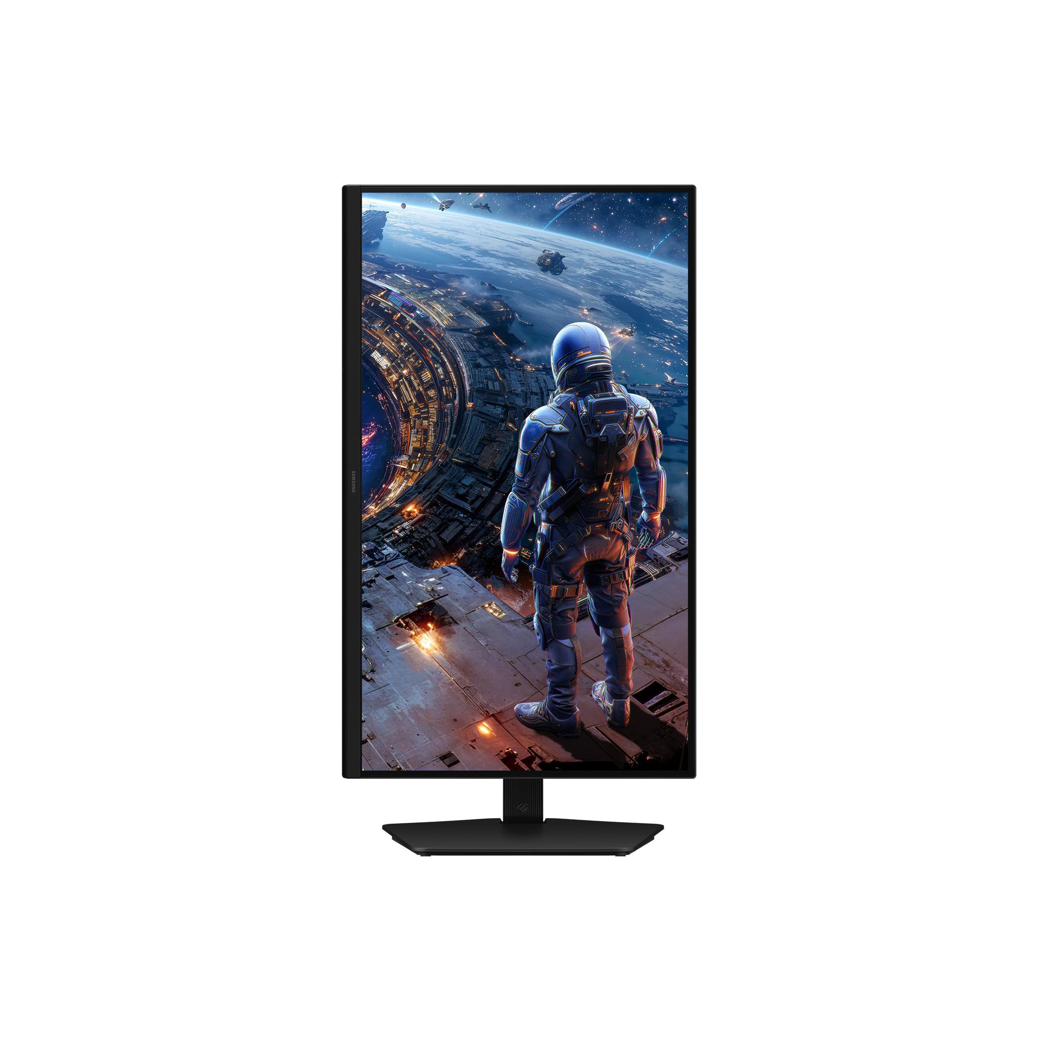 A large main feature product image of Samsung Odyssey G8 - 27" 5K 180Hz / 1440p 360Hz Dual Mode Fast IPS Gaming Monitor