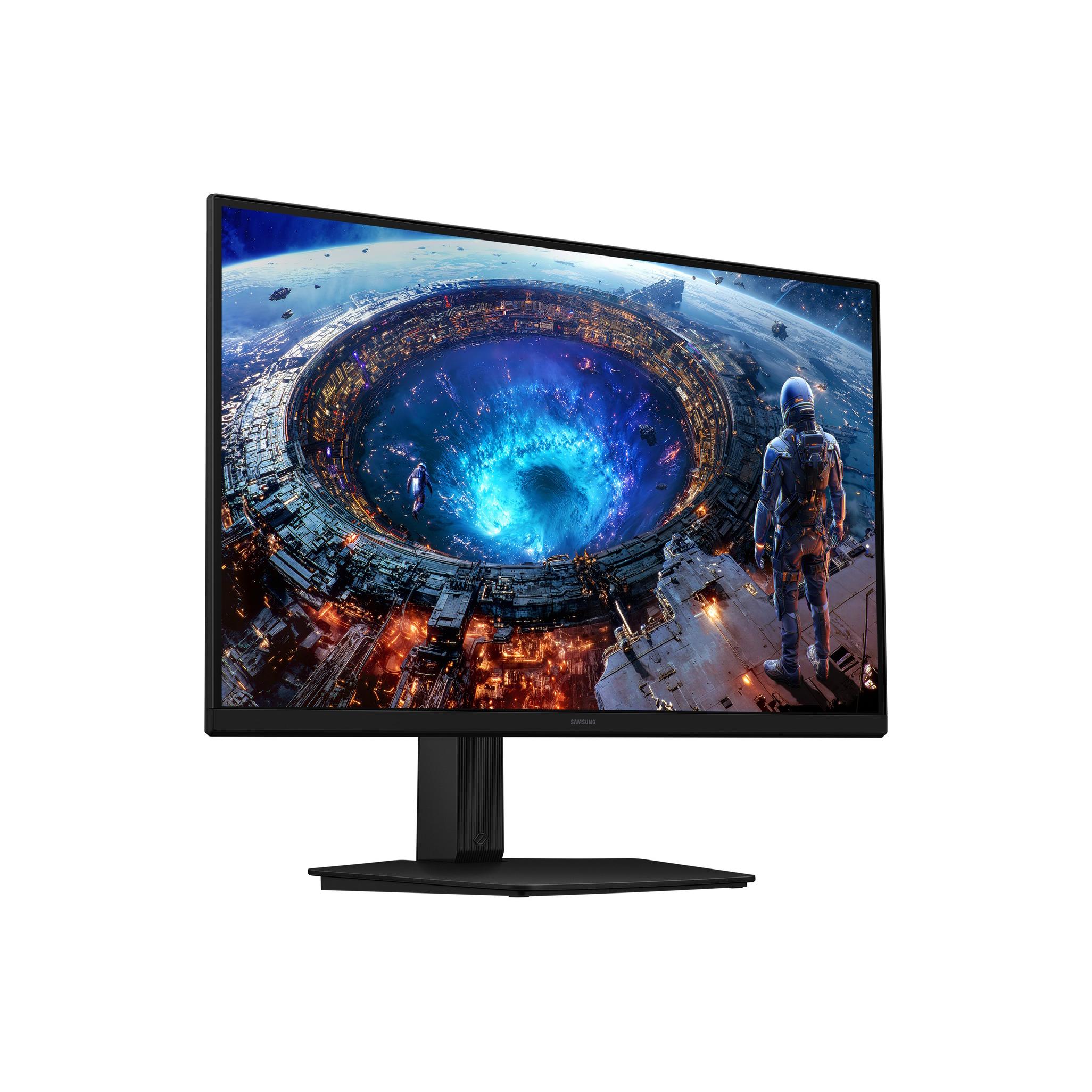 A large main feature product image of Samsung Odyssey G8 - 27" 5K 180Hz / 1440p 360Hz Dual Mode Fast IPS Gaming Monitor