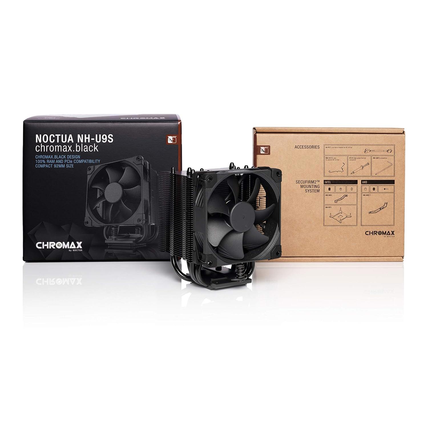 A large main feature product image of Noctua NH-U9S Chromax Black - Multi-Socket PWM CPU Cooler