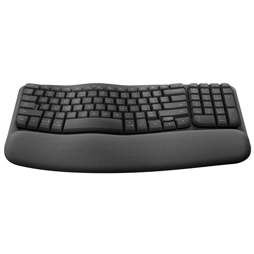 A large main feature product image of EX-DEMO Logitech Wave Keys Ergonomic Wireless Keyboard (Graphite)