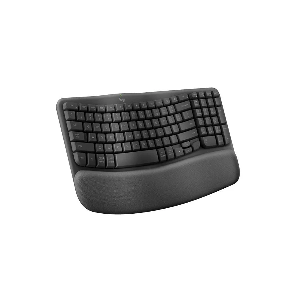 A large main feature product image of EX-DEMO Logitech Wave Keys Ergonomic Wireless Keyboard (Graphite)
