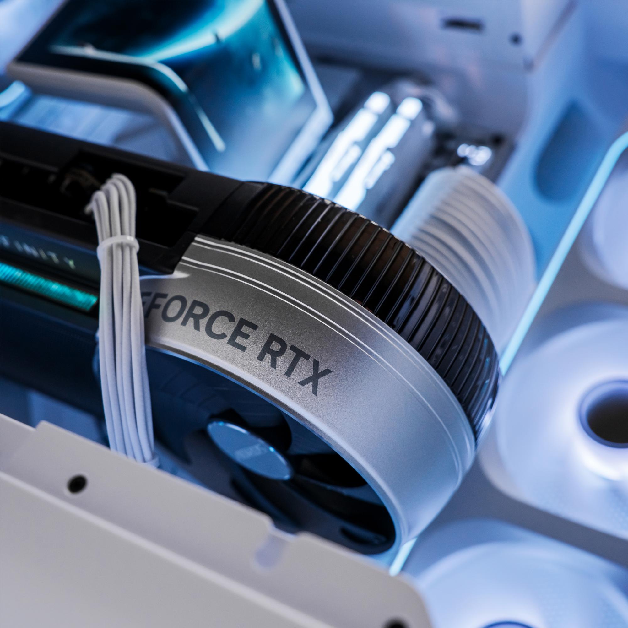 A large main feature product image of PLE Apollo RTX 5090 Prebuilt Ready To Go Gaming PC