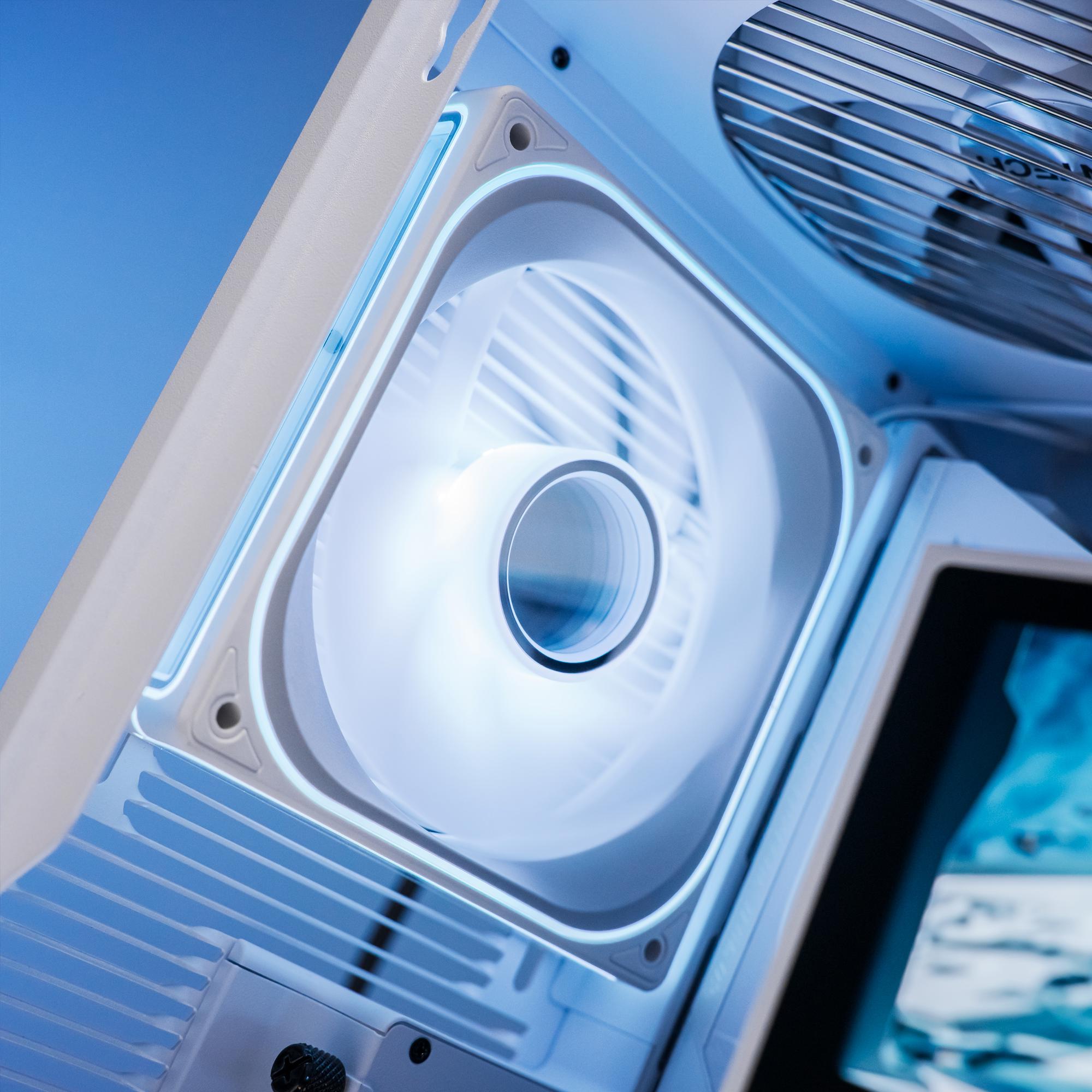 A large main feature product image of PLE Apollo RTX 5090 Prebuilt Ready To Go Gaming PC