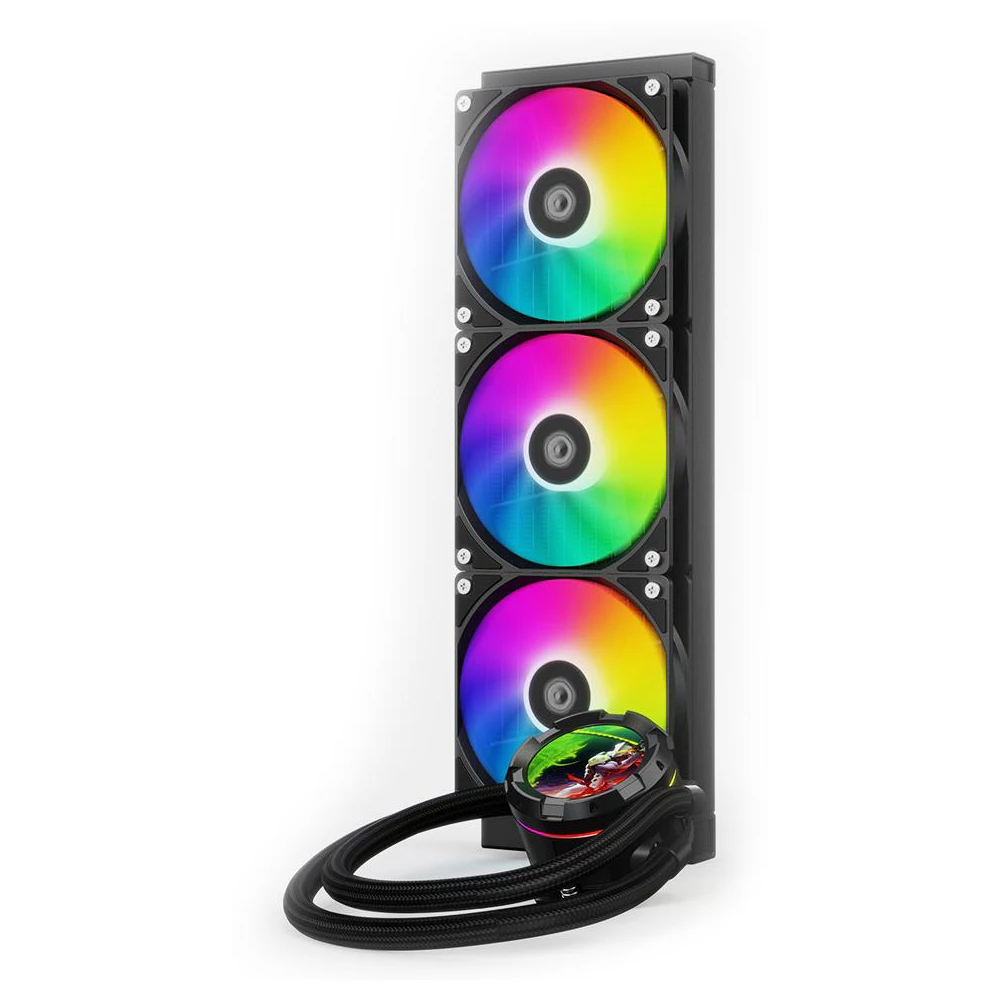 A large main feature product image of EX-DEMO ID-COOLING SL360 XE Space LCD 360mm ARGB AIO Liquid CPU Cooler (Black)
