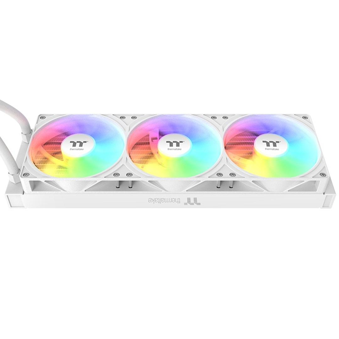 A large main feature product image of Thermaltake LB360 Ultra - ARGB Customizable 3.95" LCD Display 360mm AIO Liquid CPU Cooler (White)