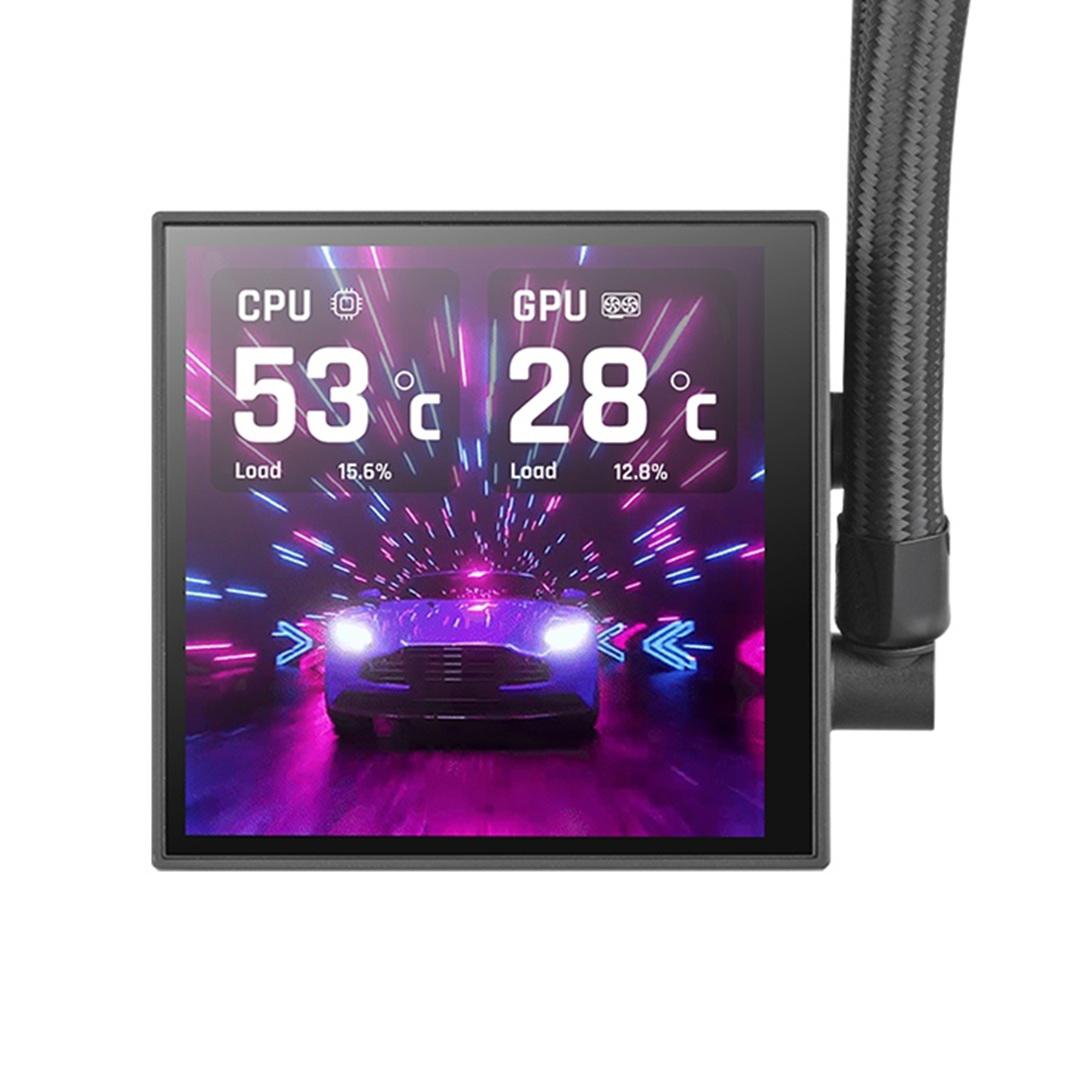 A large main feature product image of Thermaltake LB360 Ultra - ARGB Customizable 3.95" LCD Display 360mm AIO Liquid CPU Cooler (Black)